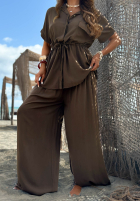 Set Hemd ze ściągaczem i Hose wide leg Elite Summer Schokoladenbraun