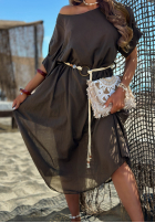Kleid midi z plecionym paskiem Summer Diva Schokoladenbraun
