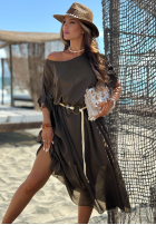 Kleid midi z plecionym paskiem Summer Diva Schokoladenbraun