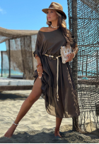 Kleid midi z plecionym paskiem Summer Diva Schokoladenbraun