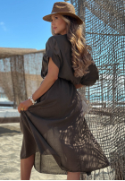 Kleid midi z plecionym paskiem Summer Diva Schokoladenbraun