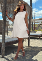 Lniana Kleid z guzikami Linen Whisper Ecru