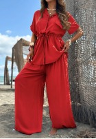 Set Hemd ze ściągaczem i Hose wide leg Elite Summer Schokoladenbraun