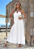 Kleid midi na ramiączkach z falbankami Summer Darling Gelb
