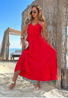 Kleid midi na ramiączkach z falbankami Summer Darling Gelb