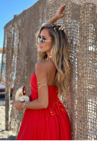 Kleid midi na ramiączkach z falbankami Summer Darling Gelb