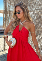 Kleid midi na ramiączkach z falbankami Summer Darling Gelb