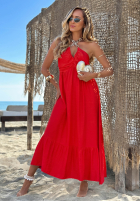 Kleid midi na ramiączkach z falbankami Summer Darling Gelb