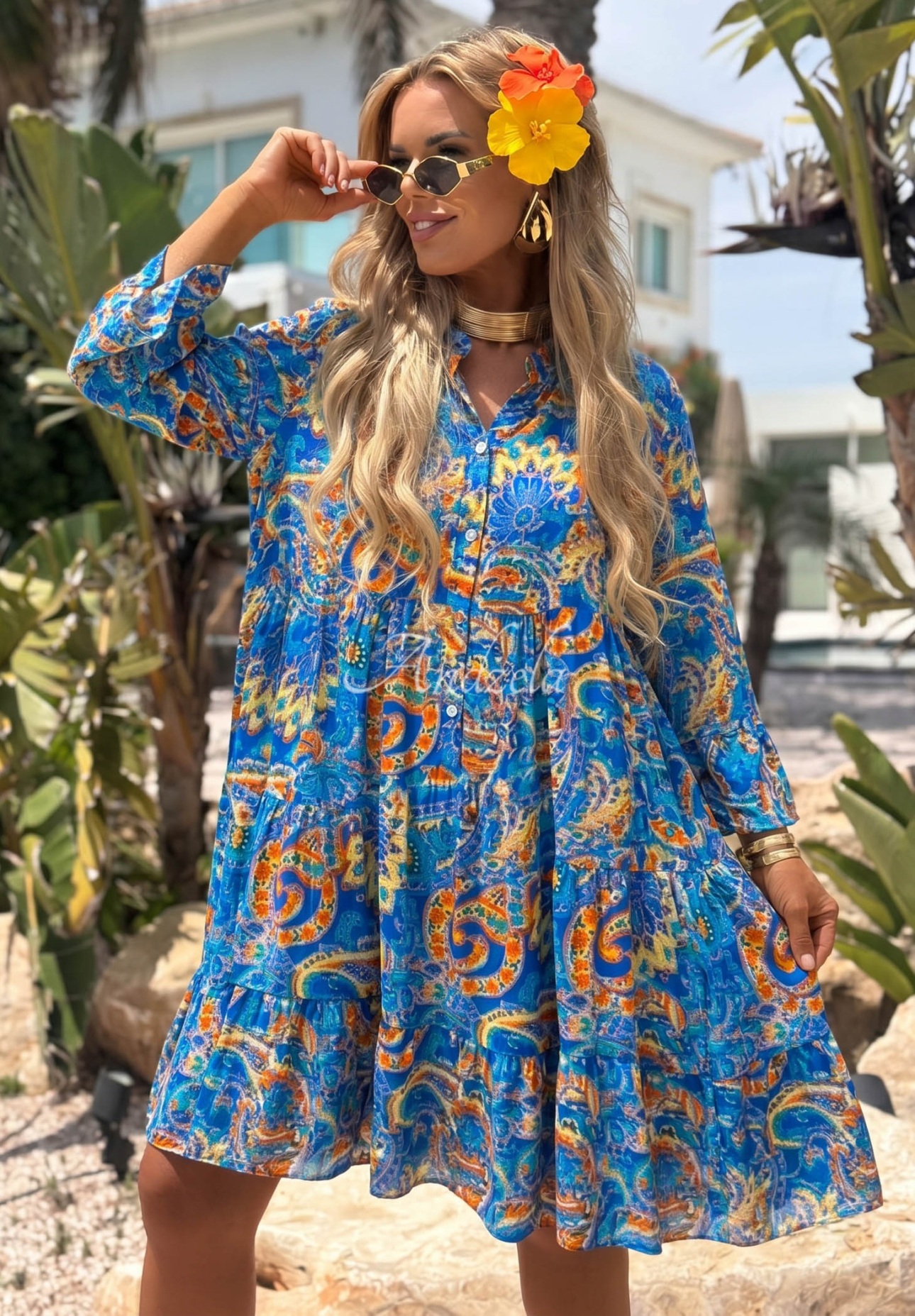 Gemustertes Kleid Magnala Summer Kobaltblau