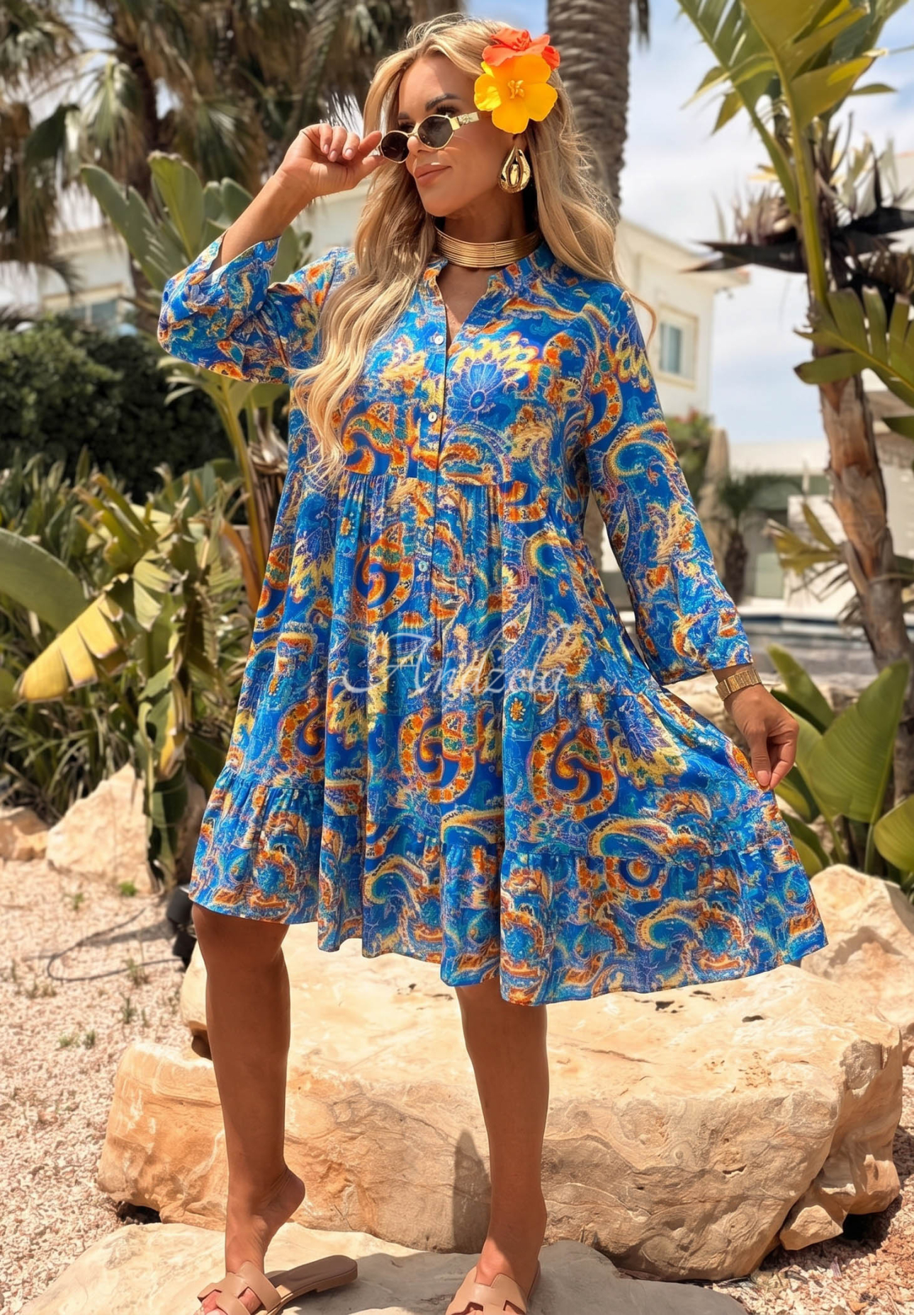 Gemustertes Kleid Magnala Summer Kobaltblau