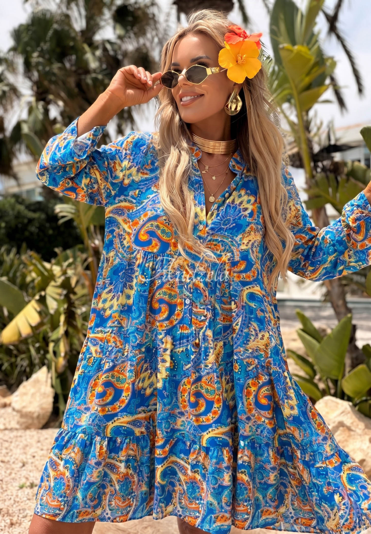 Gemustertes Kleid Magnala Summer Kobaltblau