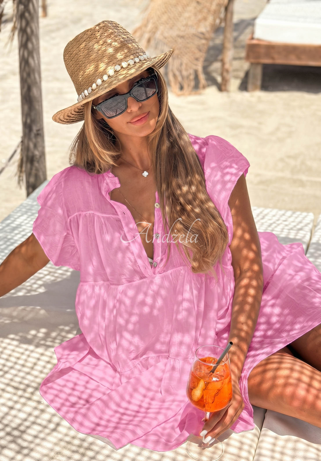 Baumwoll-Minikleid mit Rüschen Pretty Summer Rosa