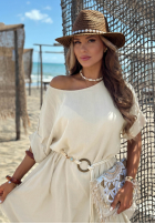 Kleid midi z plecionym paskiem Summer Diva Schokoladenbraun