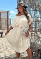 Kleid midi z plecionym paskiem Summer Diva Schokoladenbraun