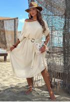 Kleid midi z plecionym paskiem Summer Diva Schokoladenbraun
