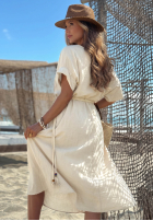 Kleid midi z plecionym paskiem Summer Diva Schokoladenbraun
