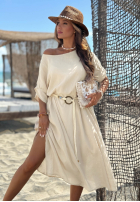 Kleid midi z plecionym paskiem Summer Diva Schokoladenbraun