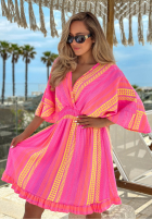 Wzorzysta Kleid ze ściągaczem Hello Sunshine różowo-Gelb