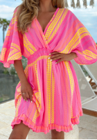 Wzorzysta Kleid ze ściągaczem Hello Sunshine różowo-Gelb