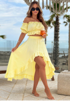 Muślinowy Set Bluse Kleid im spanischen Stil i Rock Warm Wind Gelb