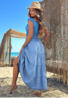Lyocellowa Kleid maxi na ramiączkach z falbankami Ocean Eyes Hellblau