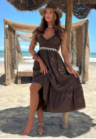 Kleid midi na ramiączkach z falbankami Island Muse Gelb