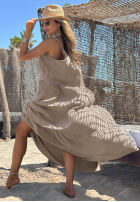 Kleid maxi na ramiączkach z falbankami Summer Club Weiß