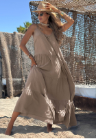 Kleid maxi na ramiączkach z falbankami Summer Club Weiß