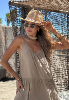 Kleid maxi na ramiączkach z falbankami Summer Club Weiß