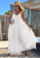 Kleid maxi na ramiączkach z falbankami Summer Club Weiß
