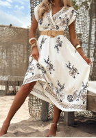 Wzorzysta Kleid midi z paskiem Beach Soleil biało-Schwarz