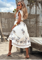 Wzorzysta Kleid midi z paskiem Beach Soleil biało-Schwarz