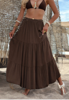Asymetryczna Kleid maxi z falbankami Ocean Escape Khaki