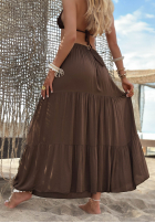 Asymetryczna Kleid maxi z falbankami Ocean Escape Khaki