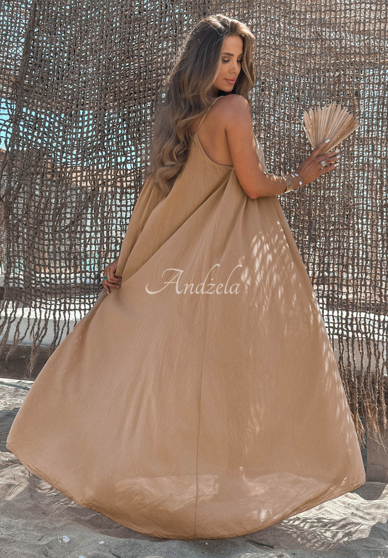 Maxikleid aus Baumwolle mit Trägern Sunline Look Camel