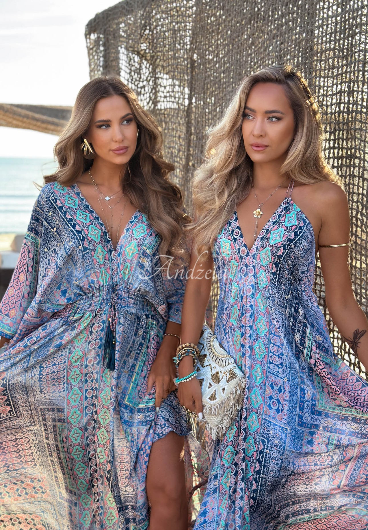 Gemustertes Maxikleid mit weiten Ärmeln Sun Rituals Dunkelblau