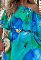 Asymetryczna sukienka Kleid im spanischen Stil z koronką Mit Muster Aqua Mirage Türkis