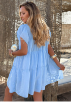 Muślinowa Kleid mini z falbankami Pretty Summer Camel