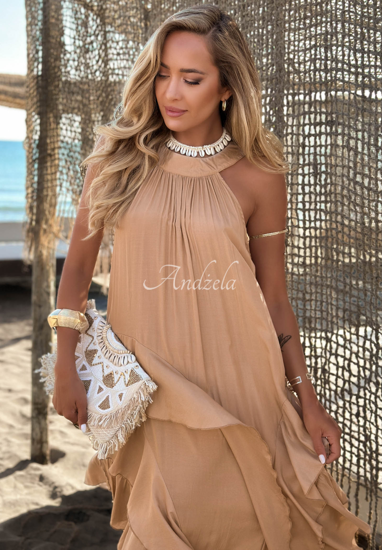 Trägerkleid mit Rüschen Lagoon Queen Camel