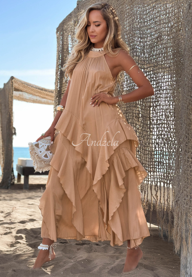 Tr&auml;gerkleid mit R&uuml;schen Lagoon Queen Camel