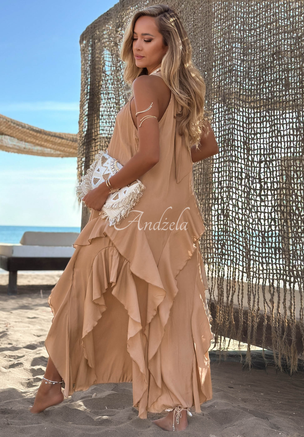 Trägerkleid mit Rüschen Lagoon Queen Camel