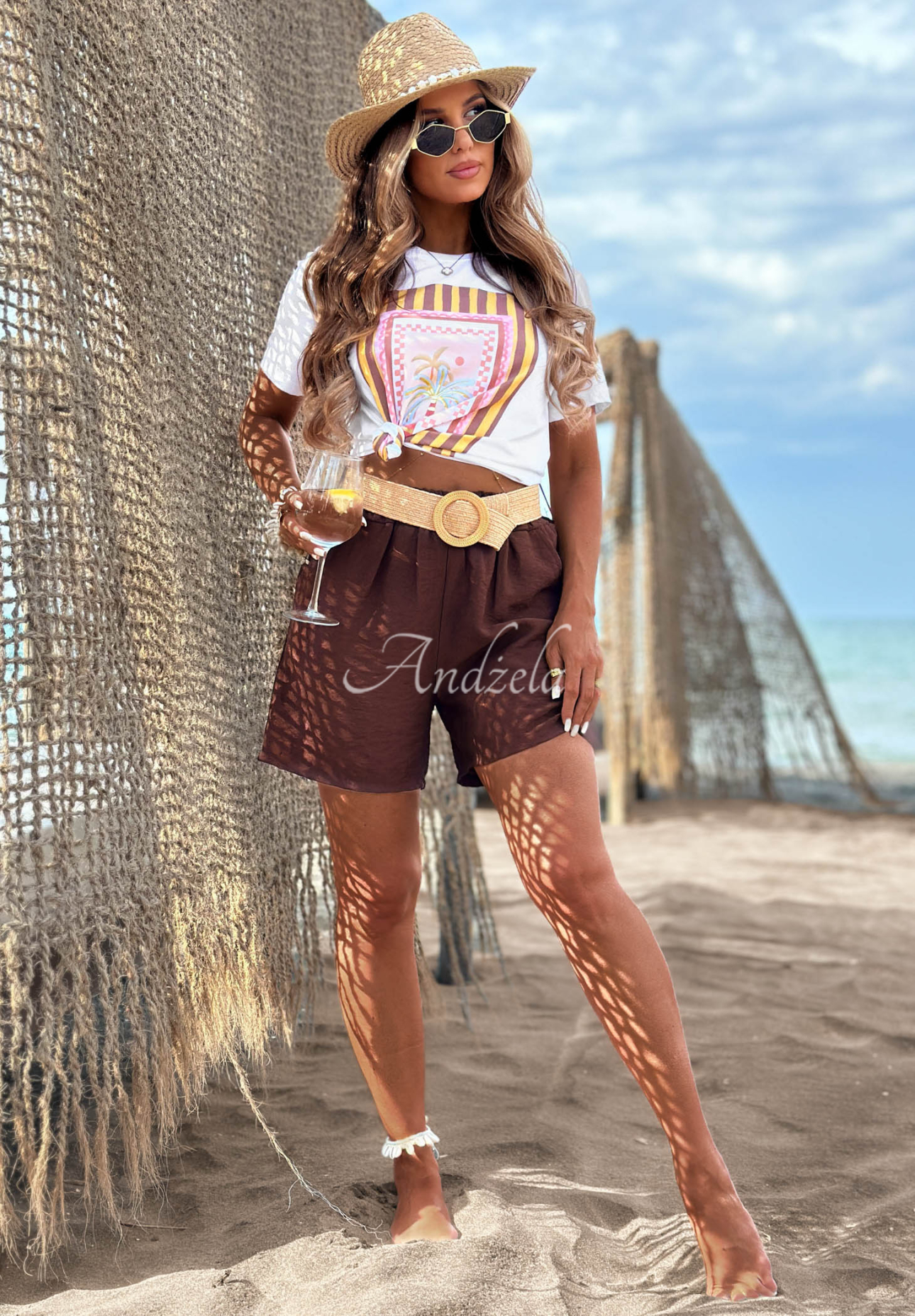 Stoffshorts aus Viskose Coastline Sun Schokoladenbraun