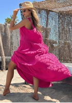 Kleid maxi na ramiączkach z falbankami Summer Club Weiß