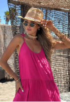 Kleid maxi na ramiączkach z falbankami Summer Club Weiß