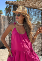 Kleid maxi na ramiączkach z falbankami Summer Club Weiß