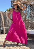Kleid maxi na ramiączkach z falbankami Summer Club Weiß