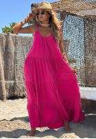 Kleid maxi na ramiączkach z falbankami Summer Club Weiß