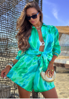 Wzorzysty Set Hemd i spodenki z wiskozą Lagoon Breeze zielono-Blau