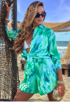 Wzorzysty Set Hemd i spodenki z wiskozą Lagoon Breeze zielono-Blau