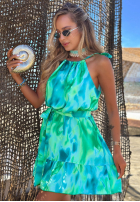Wzorzysta Kleid mini na ramiączkach z wiskozą Lagoon Breeze zielono-Blau